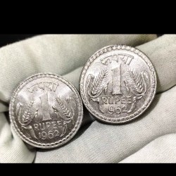 Alternative view of One Rs Rare 1962 Coin Gem Unc Luster Condition Kolkata Mint