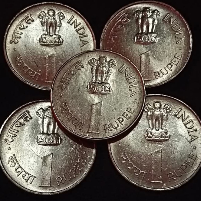 One Rs Big Coin Copper Nickel Jawaharlal Nehru Unc Coin 10 Pcs Given Calcutta Mint - Image 3
