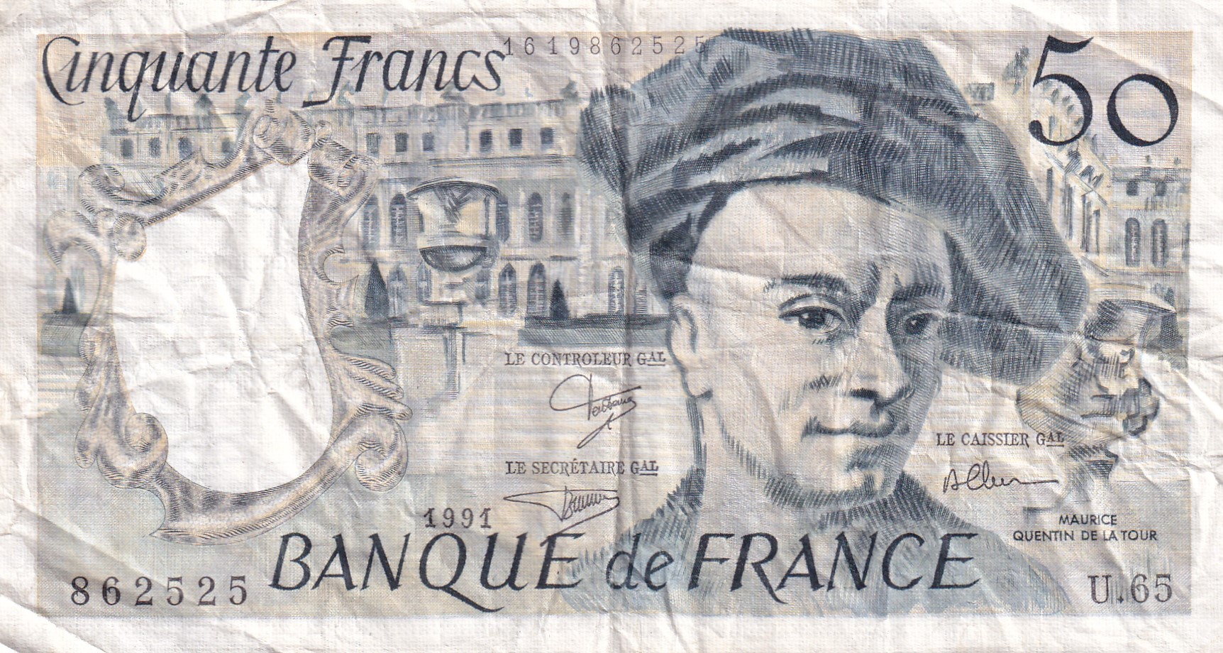 France 50 Francs rare lowest price note #b-2