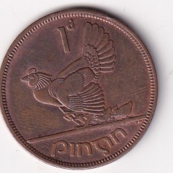 Alternative view of Ireland 1 Pingin 1968 RARE COIN #L-693