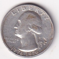Alternative view of United States ¼ Dollar 1976 "Washington Quarter" Bicentennial, Silver RARE COMMEMORATIVE ISSUE COIN #L-694