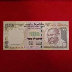 500 Rs Rare Old Fancy Number Note 666666 All Six Gem Unc Condition Year 2013 B7