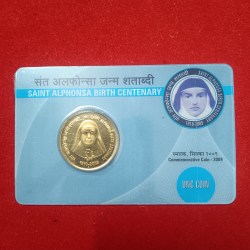 Saint Alphonsa Birth Centenary 5 Rs Commerrative Coin 2009 ATM Card Coin