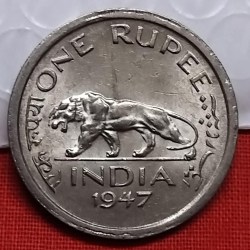 George Vi One Rs Rare Gem Bunc Condition Magnetic Coin Year 1947 One Pcs Given British of India