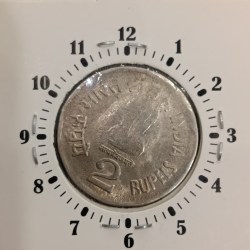 Alternative view of Two Rs Chatrapati Shivaji Maharaj 1999 Year Calcutta Mint Ex Rare Error Coin 1"o Clock RBI Big Mistake Coin Unc Condition