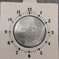 Alternative view of Two Rs FSS Reseve Bank of India Platinum Jubilee 2 "o Clock Error Coin Calcutta Mint RBI Mistake Coin