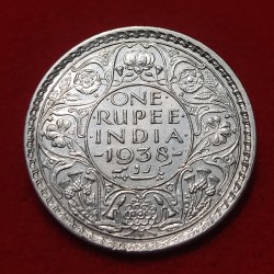 RARE ONE RUPEE SILVER COIN GEORGE VI 1938 BOMBAY MINT