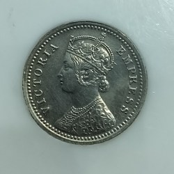 Alternative view of 1/4 rupee victoria empress 1879 calcutta mint PCG GRADED