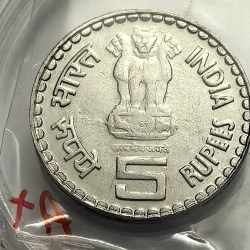 Alternative view of 5 Rs Khadi Village Steel Error in VILLAGE And Aure Rare Coin UNC