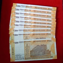 Alternative view of 200 Rs Fancy Number Note Set 78670-786879 9 Notes Given Unc Condition Same Prefix Set 2021 Year A17
