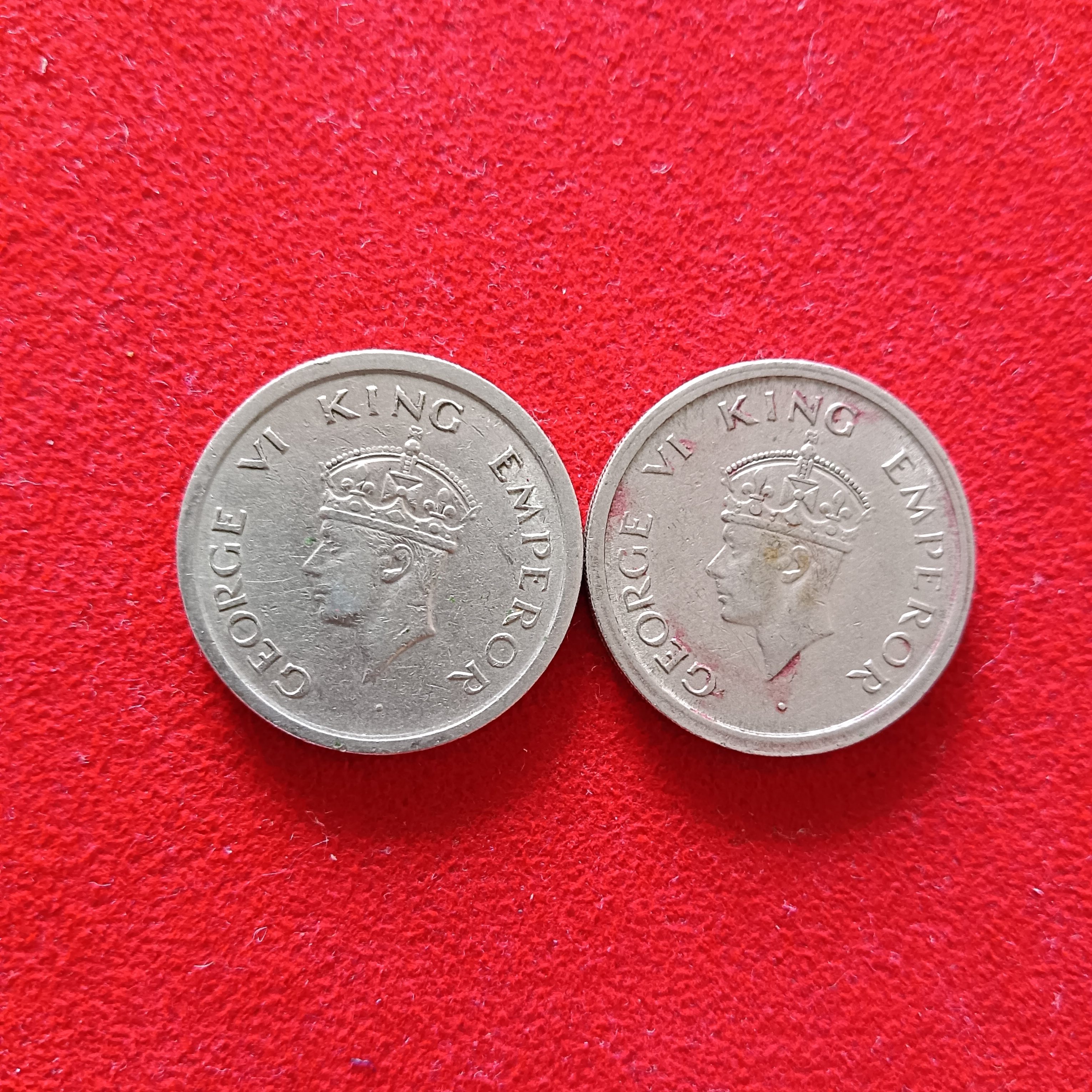 George Vi One Rupee 1947 Year Bombay Mint Or Lahore Mint 2 Pcs Given British of India - Image 2