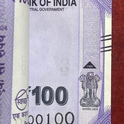 Alternative view of Rs 100 INDIA BANKNOTE Fancy Number 000001 to 000100 Note Gem UNC Unique Serial 2024 Bundle