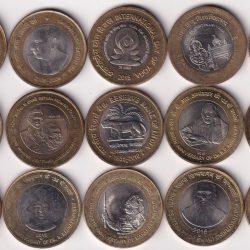 15 DIFFERENT 10 RUPEES BIMETALLIC INDIA COMMEMORATIVE GEM UNC COINS SET
