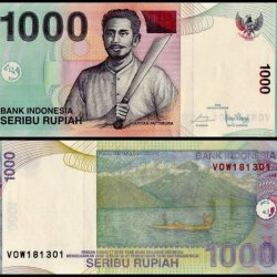 Indonesia 1,000 Rupiah World banknote from 2011 and features Kapitan Pattimura UNC Unique and Rare