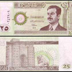 Iraq 25 Dinars Banknote, 2001 (AH1422) P86a2 UNC Unique and Rare
