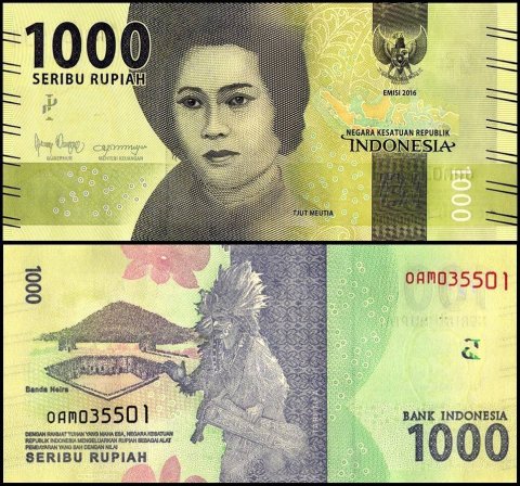 Indonesia 1,000 Rupiah from 2016 and features Tjut Meutia World Banknote UNC Unique and rare