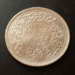 Alternative view of Silver British India Victoria queen Denominaton 1₹ 3 dot Excellent condition Same and similar piece available