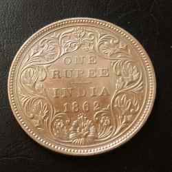 Alternative view of Silver British India Victoria queen 4dot Denomination 1 ₹ Excellent condition Same and similar piece available