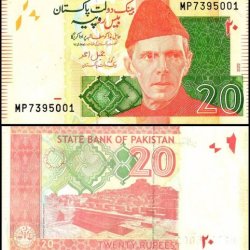 Pakistan 20 Rupees from 2022 features Mohammed Ali Jinnahm World Banknote UNC Unique and rare