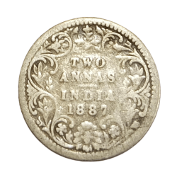 British India Silver 2 ANNAS Year 1887 VICTORIA EMPRESS in Used Condition.