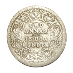 British India Silver 2 ANNAS Year 1896 VICTORIA EMPRESS in Used Condition.
