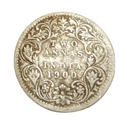 British India Silver 2 ANNAS Year 1900 VICTORIA EMPRESS in Used Condition.