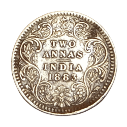 British India Silver 2 ANNAS Year 1883 **V. SCARE** High Collectable Grade.