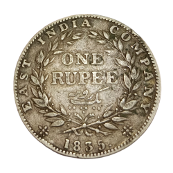 British India Silver Rupee EAST INDIA COMPANY Year 1835 King WILLIAM-IIII **RARE** Collectable Grade.