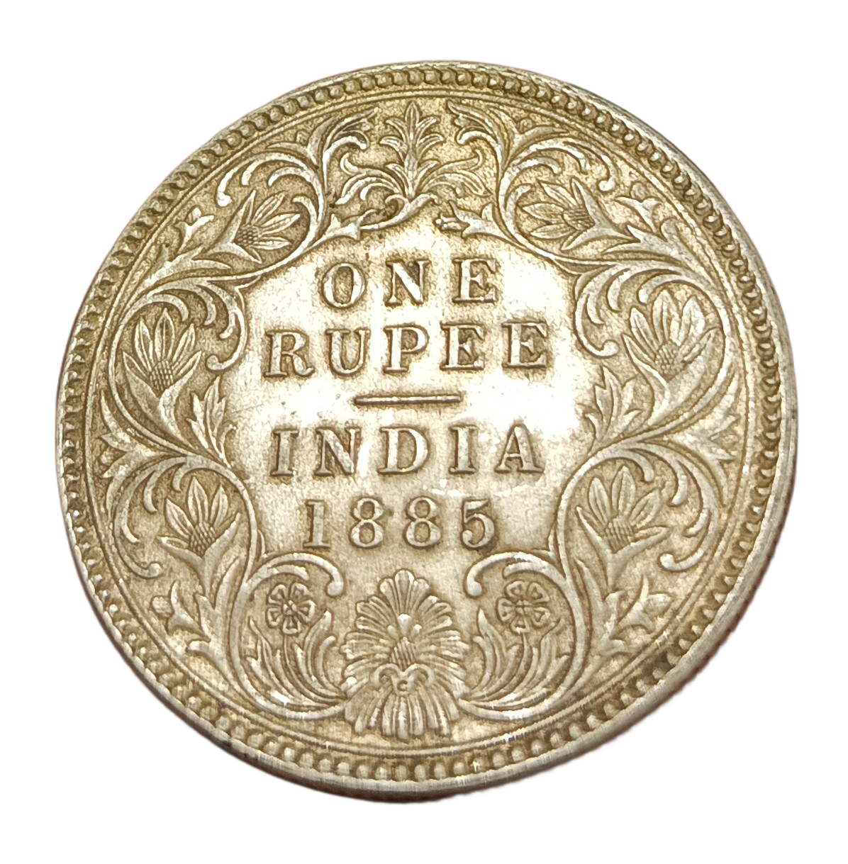 British India Silver Rupee Year 1885 VICTORIA EMPRESS **RARE** High Collectable AUNC Grade. (Copy)