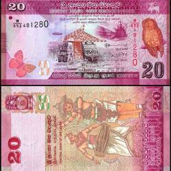 Sri Lanka 20 Rupees Banknote 2021 P123h UNC Unique and Rare