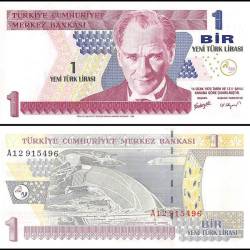 Turkey 1 New Lira Banknote 2005 P216 UNC Prefix A Unique and Rare