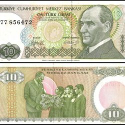 Turkey 10 Lira features Mustafa Kemal Ataturk has an A-prefix World Banknote UNC Unique and rare