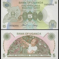 Uganda 5 Shilling features Coat of Arms world banknote UNC Unique and Rare