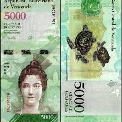 Venezuela World Banknote 5000 Bolivar Fuerte Banknote 2017 P97b UNC Unique and Rare