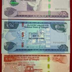 ETHIOPIA 3 DIFFERENT UNC VERY RARE SET