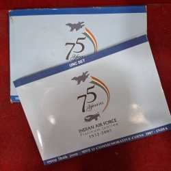 75 th years Indian Air Force Platinum Jubilee ( Unc Set ) Kolkata mint