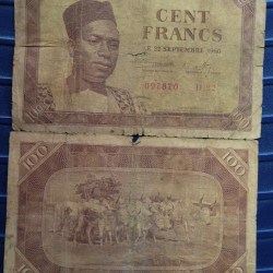 Mali, 100 Francs, 1960, Circulated Condition, Weak.