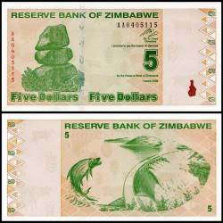 Zimbabwe 5 Dollars Banknote 2009 P93 UNC Unique and Rare