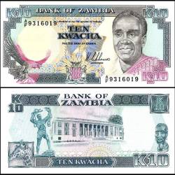 Zambia 10 Kwacha Banknote 1989 ND P31a UNC Unique and Rare