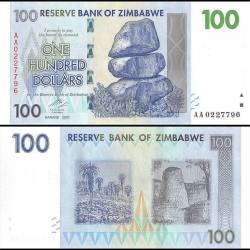 Zimbabwe 100 Dollars World Banknote 2007 P69 UNC Unique and Rare