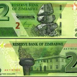 Zimbabwe 2 Dollars Banknote 2019 P101 UNC Unique and Rare