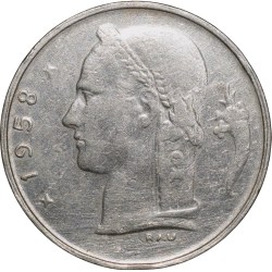 Old Copper-Nickel 1 Franc of Belgium Country (AD 1958)
