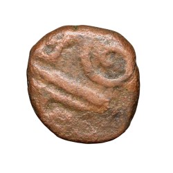 Alternative view of Copper Cash of Pondichery (AD 1693-1698) of Indo-Dutch with Kali Deity KM23