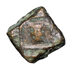Copper Coin of Maharathis of Andhra(2nd Cen. BC) with Triangular Headed Symbol within square/Nandywarta Rare
