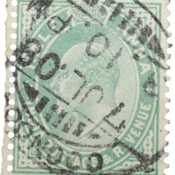 Postal Stamp of Edward VII 1/2 Anna Green Clour - Used Condition as per image.