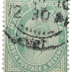 Postal Stamp of Edward VII 1/2 Anna Green Clour - Used Condition as per image.