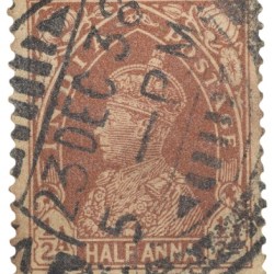 Postal Stamp of George VI 1 Anna Brown Clour - Used Condition as per image.