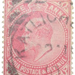 Postal Stamp of Edward VII 1 Anna Pink Clour - Used Condition as per image.