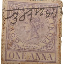 Postal Stamp of Queen Victoria 1 Anna Purple Colour - Used Condition as per Image.