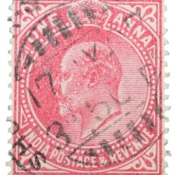 Postal Stamp of Edward VII 1 Anna Pink Clour - Used Condition as per image.